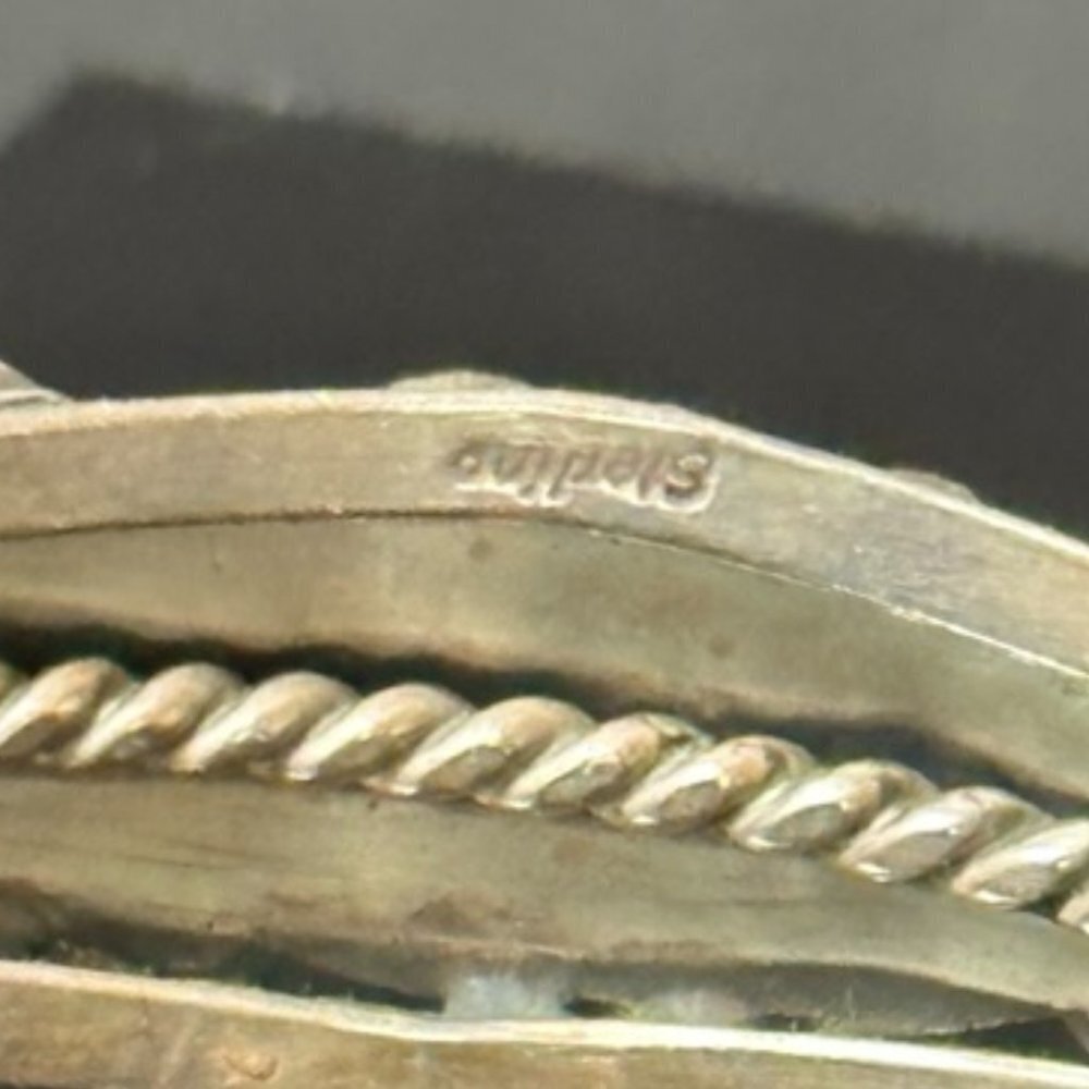 Native American Indian Sterling Silver Genuine Sleeping Beauty Turquoise Cuff - Picture 8 of 9